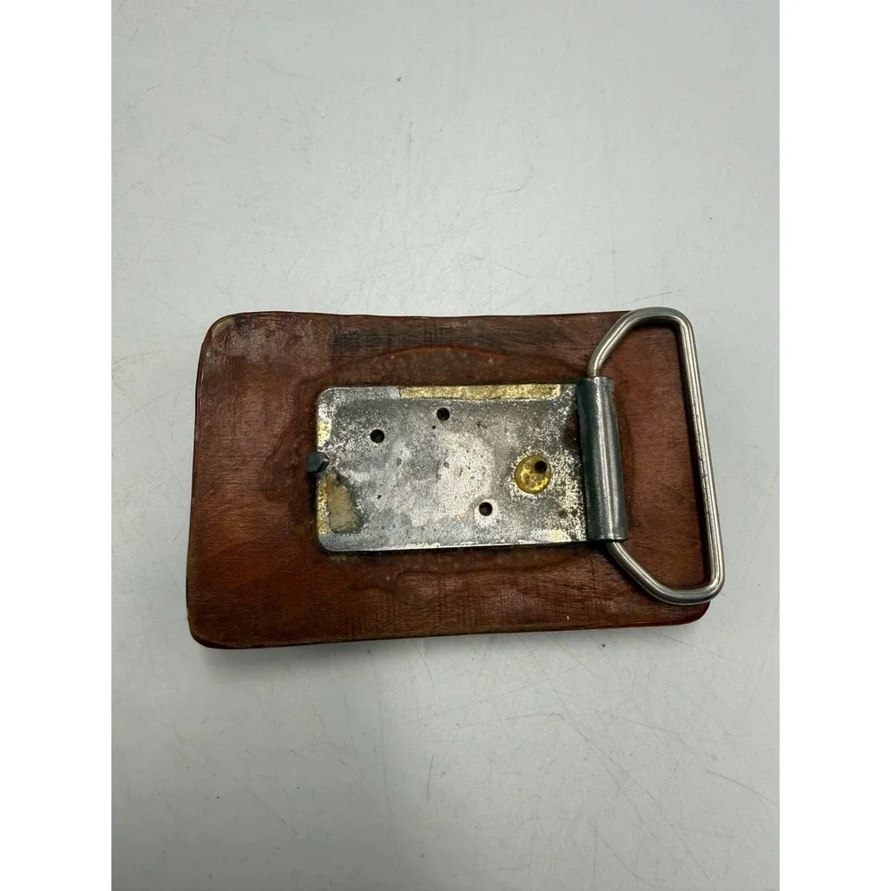 Vintage Handmade Wood Belt Buckle Rectangular Rustic Western Brown Boho‎